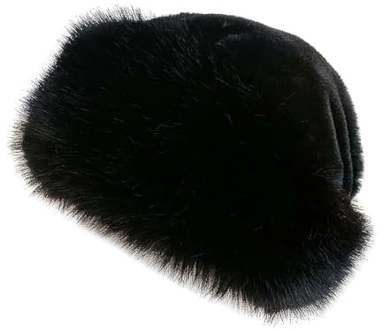 LICHENGTAI Gorro de Piel Sintética para Mujer, Invierno, Cálido, Suave, Estilo Clásico Ruso Cosaco, para Viajes, Esquí, Senderismo - Negro, M