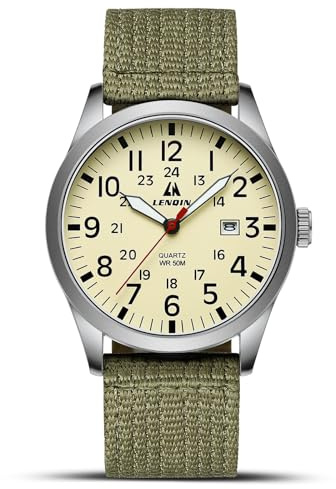 LN LENQIN Reloj Hombre Relojes Militar Campo Reloje Analógicos De Cuarzo | para Hombres,Relojes De Pulsera,Impermeables,con Fecha,Correa De Nailon,Reloj Deportivo,Táctico,Militar