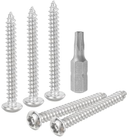 QUARKZMAN M4 x 35mm Viti per Lamiera di Sicurezza a Testa Tonda Torx, 20pz Viti Autofilettanti Antimanomissione Acciaio Inossidabile 304, Viti Legno Antifurto con Punta T20 (Argento)