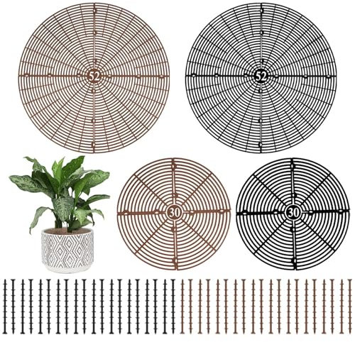ZCOINS Große Blumentopf-Gitter 52 cm und 30 cm, 4 Stück Schneidbares Pflanzentopf-Schutzgitter pflanzenschutz Katzen und Kinder, Indoor-Pflanzenblumen-Abdeckungen, Boden Schoner mit tiefen Stützen