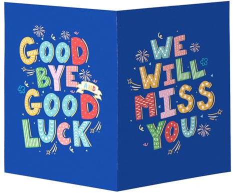 Tarjeta de Felicitación de Despedida Grande, 44x28cm Divertida Tarjeta de Despedida de Compañero de Trabajo con Sobre Tarjetas de Regalo de Despedida de Jubilación para Hombres y Mujeres (Azul)