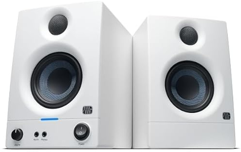 PreSonus Eris 3.5 Gen 2 in White, Studio Monitor Speakers, Pair, 3.5 Inch, 2-Way, Powered Desktop Speakers For Multimedia, Gaming, Studio-Quality Music Production, 50W Power