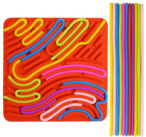 Sensory Activity Board,Adhd Toys for Kids 5.7inch with 11Strings&Travel Bag | Silicone Fidget Toys for Calming/Stress/Anxiety/ADHD & Autism/Fine Motor Skill Board for Kids 3+ & Adults