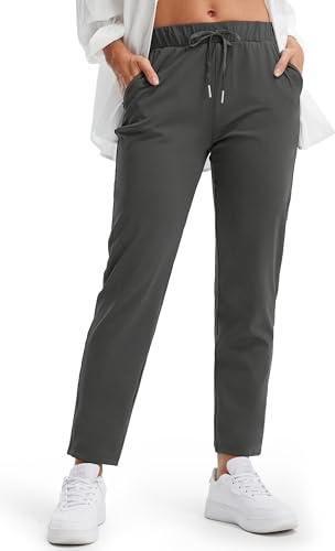 Libin Pantalones de Jogging Mujer Deportivos con Bolsillos | Elásticos y Transpirables 7/8 Lang Pantalones Sport Casuales con Bolsillos, para Fitness Senderismo Running Golf y Yoga