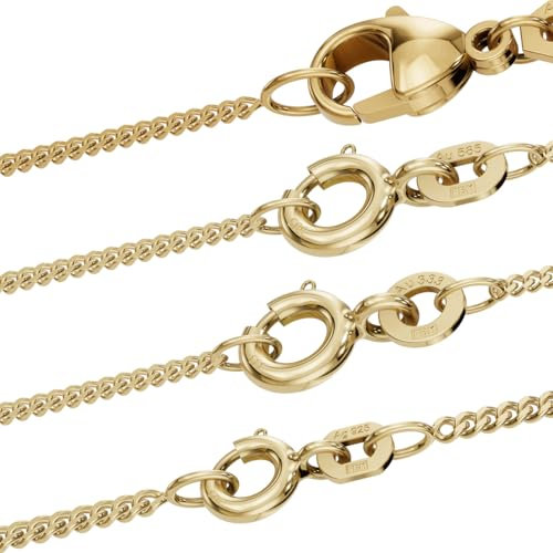 Goldkette Panzerkette 1,4mm 333-585 - 750 Gold oder Silber vergoldet, Länge:40 cm, Material:925 Sterlingsilber vergoldet