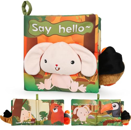 GKDOMS Soft Baby Books High Contrast Toy, Touch and Feel Crinkle Cloth Book Infant Toy with Non-Toxic Fabrics, Baby Shower, Thank You Gifts for Newborn Boys and Girls 0-6-12 Months