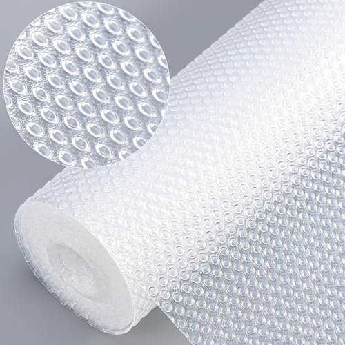 Dntorx Tappetino per cassetti, non adesivo, 50 x 600 cm, antiscivolo, per cassetti, con 70 punti adesivi su entrambi i lati, impermeabile, per scaffali, cucina, cassetti, frigorifero (trasparente)
