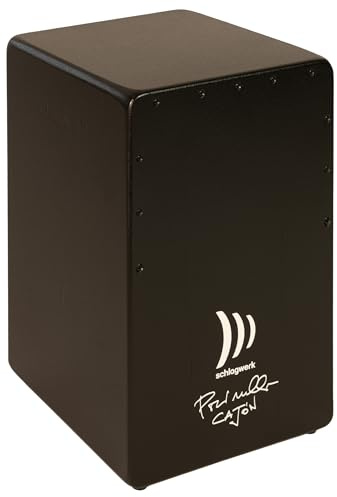 Schlagwerk Cajon CPP25 La Peru Editon Parrinello - Laqué en noir sur tout le pourtour avec surface structurée - Cordes de caisse claire réglables en continu - Design par Giovanni Parrinello