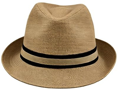 Sombrero Fedora Unisex de Paja con Cinta Decorativa, Elegante y Transpirable para Verano, Ideal Playa, Viajes o atuendos Casuales (FR/ES, Números, 57, Marrón)