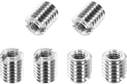 sourcing map 6Pcs 316 Stainless Steel Thread Reducing Nuts, M5x0.8 Male to M3x0.5 Female 6mm Long Metric Repairing Insert Nut Screw Threaded Adapters Sleeve Reducer Conversion Fastener