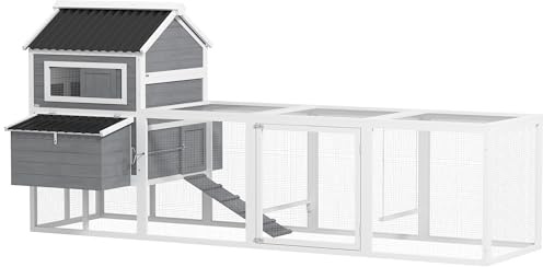 PawHut Gallinero Jaula para 10-15 Gallinas 315,5x150,5x140,5 cm Gris