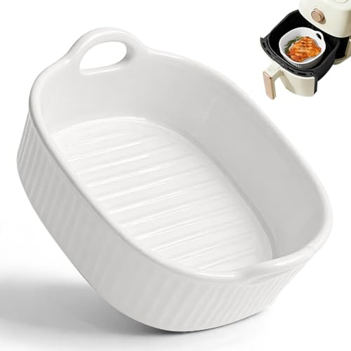 Forma per casseruola in ceramica da 650ML per Airfryer e forno - Teglia da forno con calore uniforme, lavabile in lavastoviglie e impilabile, forme per casseruola in ceramica con manici, sicure per