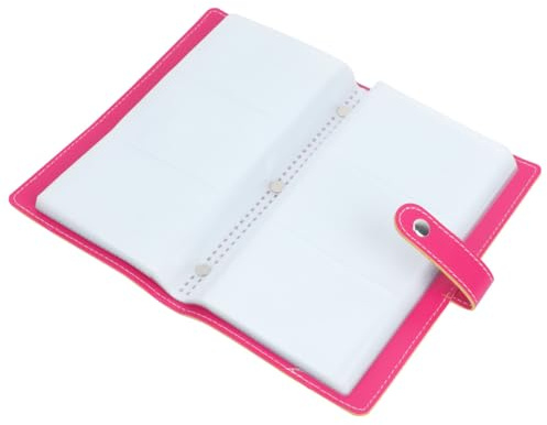 UKCOCO Livre d'Affaires Organisateur 120 Emplacements pour Cartes de Visite Cartes d'Identité Grand Capacité Couleur Rose Vif Format Compact pour Bureau et Voyage