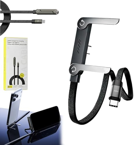 Cable de datos de carga rápida de 240 W con soporte para smartphones, cargador lateral de teléfono móvil con soporte, cable flexible de 1,5 m USB-C para smartphones (1, a)