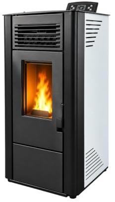 EIDER BIOMASA Estufa de Pellets SIRIO 11 – 11,09 kW – Rendimiento 92% – Hasta 255 m³ – Tolva 15 kg – Programable WiFi – Encendido Rápido – Clase A++
