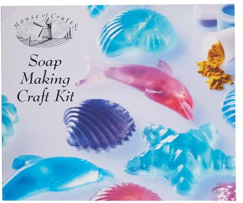 House Of Crafts Soap Making Craft, Single Craft Kit Set, Multicoloured, Includes Soap Compound, Three Coloured Dyes, Fragrance, Six Mould Shapes, Pipette, Instructions