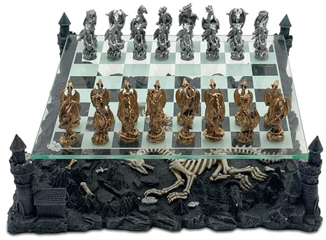 15 Dragon 3D Chess Set, Bronze & Silver Color, 2 Players