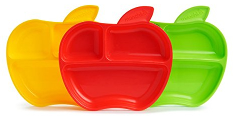 Munchkin Lil' Apple Divided Toddler Plates, Pack of 3