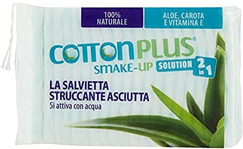 Cotton Plus SMAKE-UP ALOE VERA MAXI 50 pz. | STRUCCANTE NATURALE! Salviette struccanti asciutte brevettate, senza conservanti, 100% naturali!