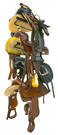StoreYourBoard Horse Saddle Storage Rack, Wall Mounted Equestrian Saddle Holder, Holds 4 Western and English Saddles