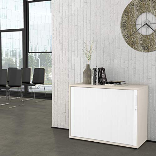 Profi Jalousieschrank Weiß-Ahorn 2OH Quer-Rollladenschrank Aktenschrank Archivschrank