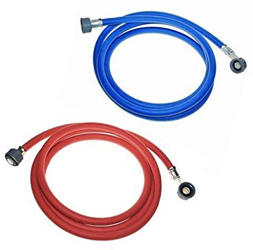 KGA SUPPLIES 2.5m Long Washing Machine Hose Pipes Water Fill Hose 1 Blue & 1 RED Cold & HOT