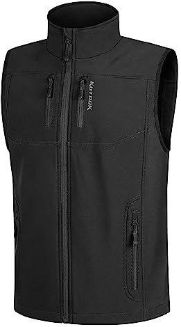 KUTOOK Gilet Uomo Antivento Fodera di Pile Smanicato in Softshell Giacca senza maniche Invernale per Escursionismo, viaggi, corsa e golf e Vita Quotidiana(Nero,3XL)