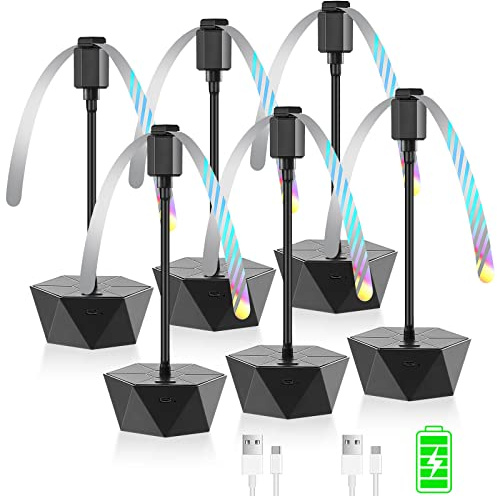 Fly Fans for Tables Rechargeable Fly Repellent Fans for Indoor Outdoor Keep Flies Away, Fly Spinner Table Top with Holographic Blades, Bug Traps for Picnic, Party, BBQ (Black, 6Packs)