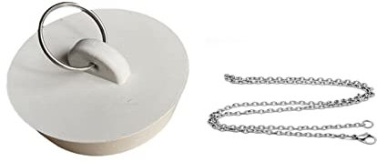 Meiyea Bouchon d'évier bloquant l'eau en caoutchouc avec différentes tailles de bouchon de vidange avec anneau de suspension, convient pour cuisine, évier de salle de bain,Blanc (38-44 mm)