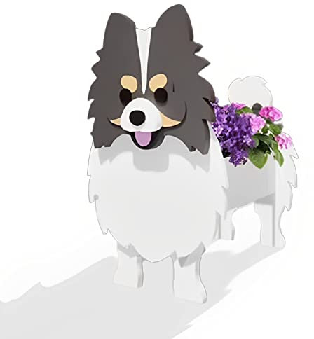 HLASMSPE Maceta gris pomerania, maceta para decoración de jardín, regalos para cachorros pequeños para mujeres, contenedor de plantas con forma de perro, caja de almacenamiento para perros, 24 x 18 cm
