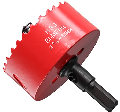 Hole Saw 65 mm, Bi-Metal Cutting Depth HSS M 42 Hole Cutter for Cutting Wood, Plastic, Drywall, Plasterboard and Soft Metal Sheet