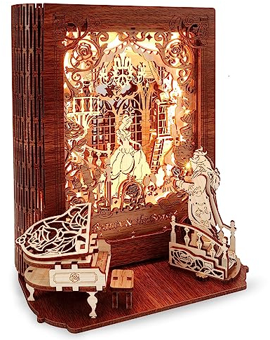 FUNPOLA Beauty and the Beast 3D Wooden Puzzle for Adults – Beauty and the Beast 3D Puzzle Storybook Lamp – 3D Wood Puzzles Décor Model Kit for Kids and Adults