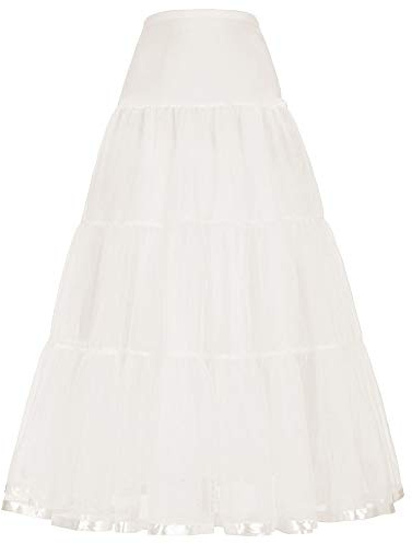 SSDH A-Line Long Swing Elastic Waist Skirt Petticoat Crinoline Half Slips For Wedding Evening Gowns (UK, Alpha, XL, Regular, Regular, White)