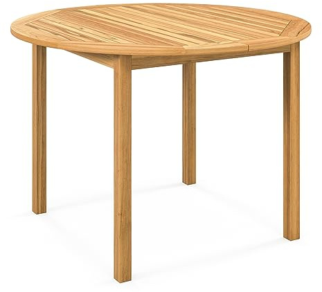 COSTWAY Mesa Redonda Exterior 100x75 cm, Madera de Acacia, Mesa Jardin Exterior para 4 Personas, Mesa Terraza Balcon Jardin, Natural