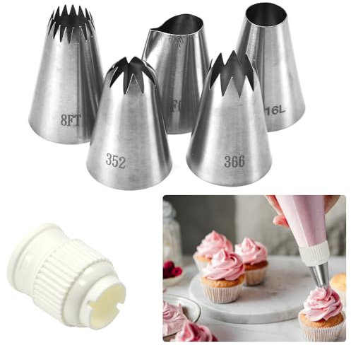 LPAMABA 5 PCS Douille Patisserie INOX 5 Tailles Différentes Douille à Pâtisserie Professionnelle Douille à Pâtisserie INOX pour Gâteaux Pâtisseries Biscuit