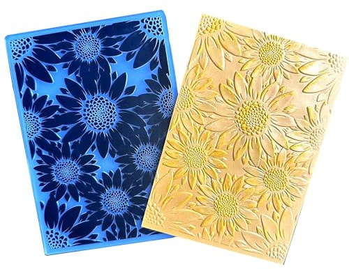 arriettycraft 3D Textured Sunflowers Plastic Embossing Folders for Card Making or Journaling Floral Embossing Folder for Gift Tag Paper Crafting Home Decoration