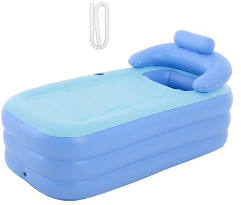 Teksome Bañera de hidromasaje portátil, Bañera portátil para Adultos - Piscina Hinchable Plegable,Bañera de inmersión de Agua de 63X33X25 Pulgadas para Adultos y niños, bañera Plegable para Uso