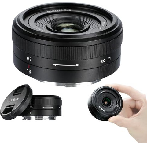 7Artisans 18mm F5.6 Full Frame Lente,Compatible Sony e Mount Marco Completo Ultra Fino,Manual Enfoque, Gran Apertura, Lente de Distancia Focal Fija,for Sony A7III A9 NEX 3 7 A6100 A6300