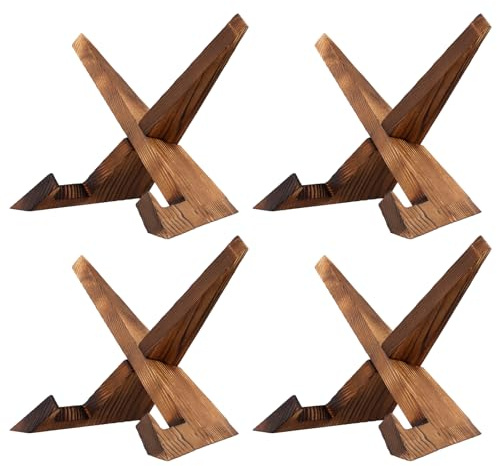 HEIYUET 4 Supporto Porta Piatti da Esposizione in Legno, Piedistallo in Legno, Porta Foto da Tavola, Supporto per Cornice, per foto, ricette, riviste, 21,5 x 12,5 x 16,5 cm