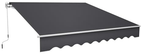 XMTECH manuelle Gelenkarmmarkise 4 x 3 m Markise mit kurbel,Sonnenmarkise Sonnenschutz Balkonmarkise Terrassenmarkise Klemmmarkise für Balkon und Veranda Dunkelgra