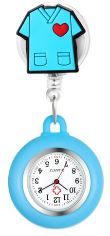 Avaner Montre Infirmière à Clip Rétractable: Montre de Poche pour Blouse avec Cordon Extensible, Cadran Lisible, Coque Silicone Détachable - Idéal Cadeau pour Personnel Médical