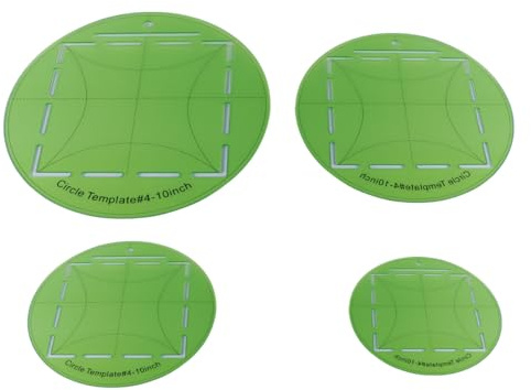 Orivin Juego de 4 plantillas de acolchado circulares de 4, 5, 8 y 10 pulgadas, reglas de costura acrílicas verdes redondas para cortar patrones de tela de pastel de capas