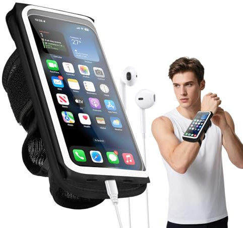 Brazalete Movil Running Ajustable Brazalete Deportivo para Muñeca y Antebrazo, 6.9 Funda Movil Correr para iPhone 17 16/15/14 Pro MAX/Samsung Galaxy S24/S23/S22 Porta Runnning Accesorios