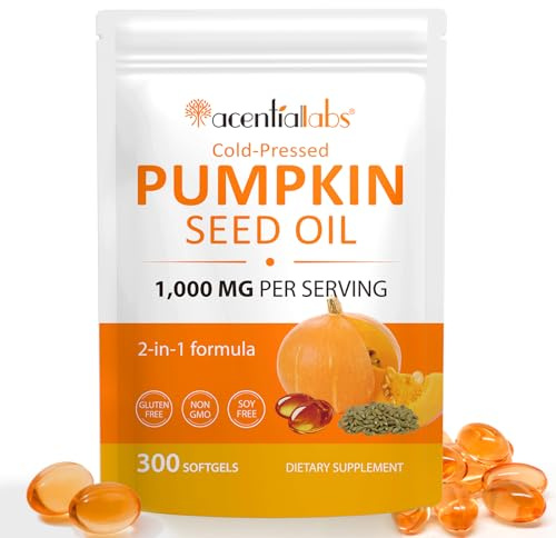 Pumpkin Seed Oil Capsules - 300 Softgel - 1000mg Per Serving- Cold Pressed Pumpkins Seed Oil for Hair Growth - Supports Hair, Heart, Skin Supplement | Non-GMO | Gluten Free