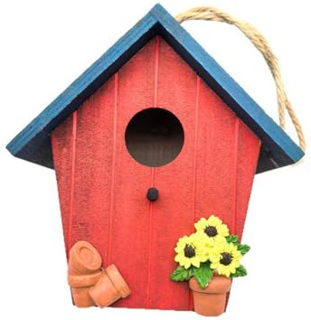Nichoir en bois - Maison de campagne - Nichoir pour oiseaux à suspendre - Pour l'extérieur - Résistant aux intempéries - Maison pour oiseaux - À suspendre - Décoration de jardin - Villa à oiseaux pour
