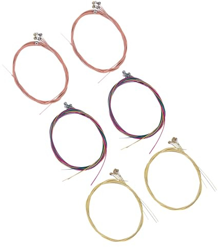 GOOHOCHY 6 Juegos Kit Cuerdas Metálicas Acústicas para Guitarra Folk Cuerdas Coloridas de Alta Tensión Duraderas y Sonido Claro Reemplazo Profesional para Principiantes y Conciertos
