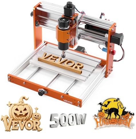 VEVOR CNC Router Machine, 500W Spindle, 3-Axis Wood Engraving Milling Machine, with 300 x 180 x 80 mm Working Area, Offline Controller, Limit Switch, E-Stop, for Wood Acrylic Plastic Carving Cutting