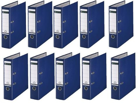 10 LEITZ Ordner 180° 1010-50-35 Blau Kunststoff 8cm Plastik PP Aktenordner 80mm DIN A4 Büro mit Schlitzen