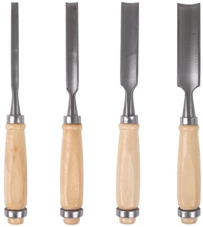 CNBTR Carbon Steel Carving Firmer Gouge Semicircle Wood Chisel Set DIY Woodworking Handle Carpentry Tools Pack of 4