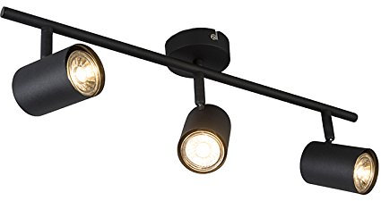 Qazqa - Industrial Spotbar I Spotlight Ceiling bar Black tiltable - Jeana 3- - Modern - Suitable for LED GU10 | 3 Way Light - Steel Surface-Mounted spotway Light - Suitable for Living Room I Kitchen